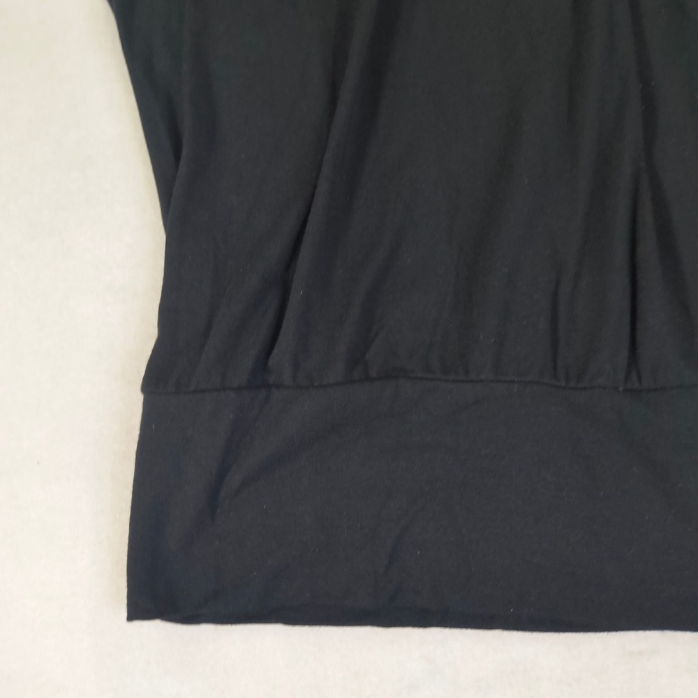 Boston Proper Black Cold Shoulder Banded Hem Blouson Top Size M USA Made - Picture 2 of 9